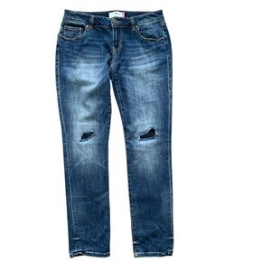 Cabi Patchwork Slim Boyfriend Jeans in Engineer Blue 4